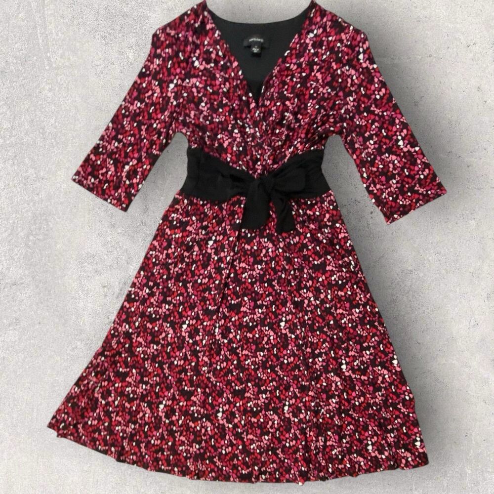 R&M Richards Short Sleeve V Neck Dress Womens Size 12 Black Fast Free Shipping